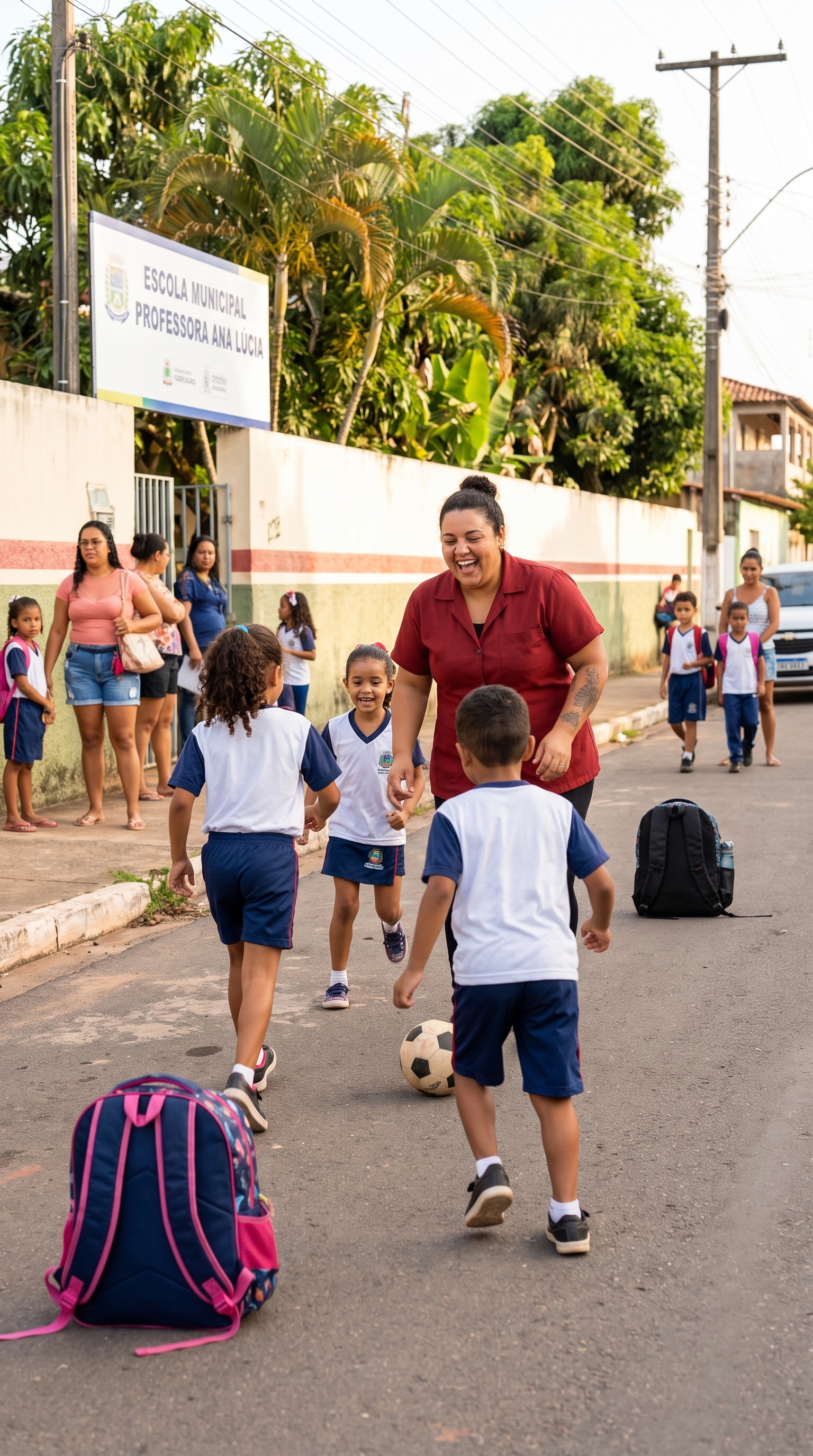 Tereza com crianças da comunidade